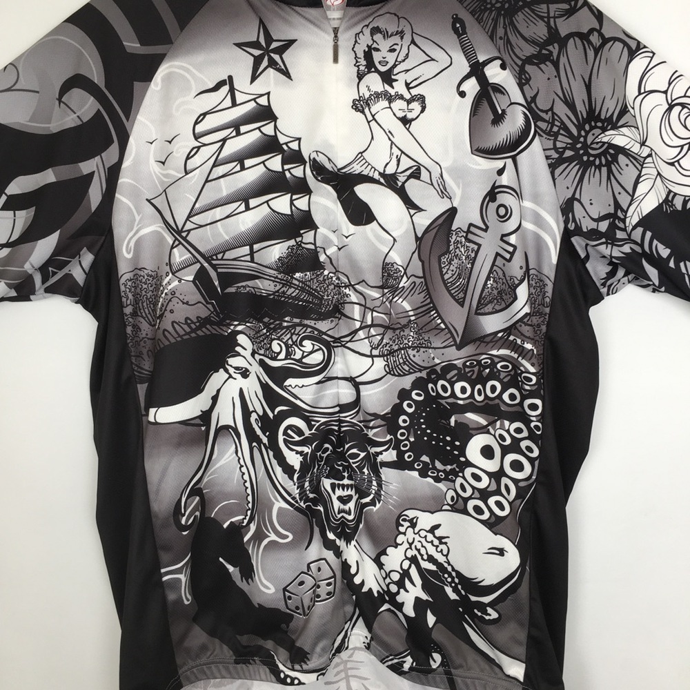 Primal Cycling Jersey Men’s 3/4 Zip Athletic Shirt Sz XL Tattoo Style Graphics - Picture 10 of 16